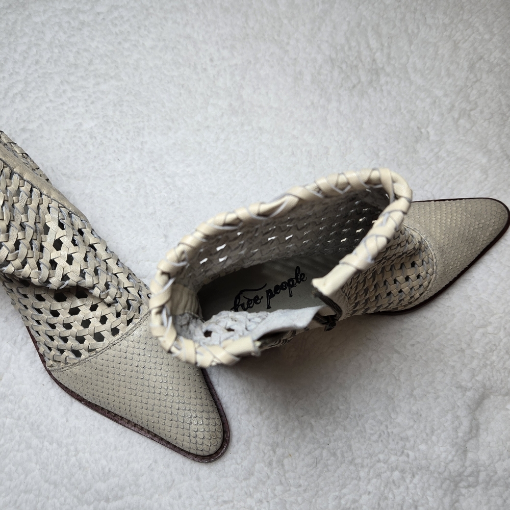 Free People Woven Cream Ankle Booties - Picture 13 of 13